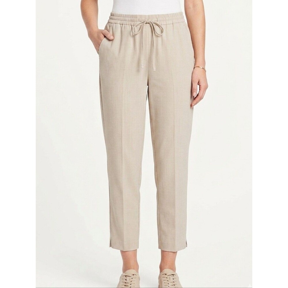Banana Republic Hayden Tapered Ankle Pants Size 10 Beige Stretch Pull On Pocket